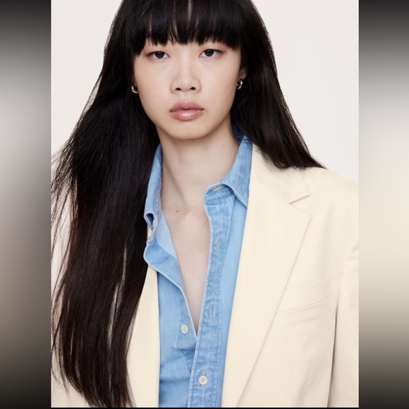 New! Banana Republic Cotton Blazer in Creamy White, Size 14 - Picture 5 of 5